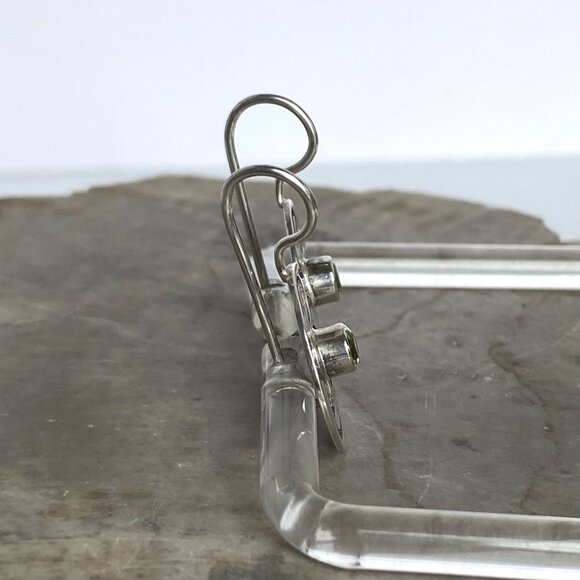 Sterling Silver 925 Round Peridot Pierced Celtic Style Dangle Drop Earrings - Picture 6 of 16